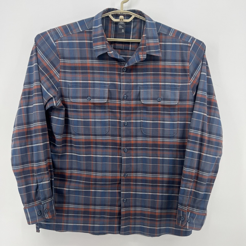 Mountain Hardwear Shirt Mens XL Blue Red Plaid Flannel Long Sleeve Button Up